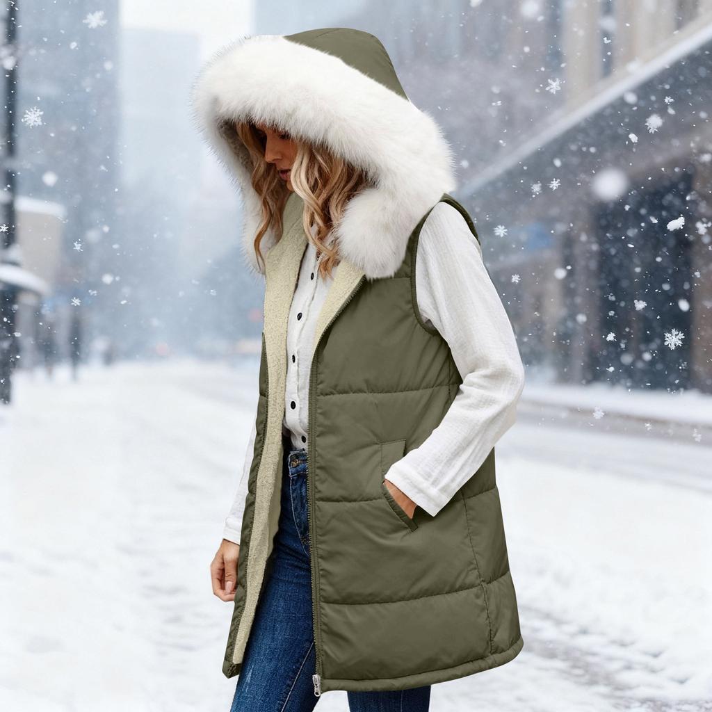 Женский длинный жилет однотонный без рукавов с капюшоном зимний жилет куртка верхняя одежда легкое теплое пальто верхняя одежда