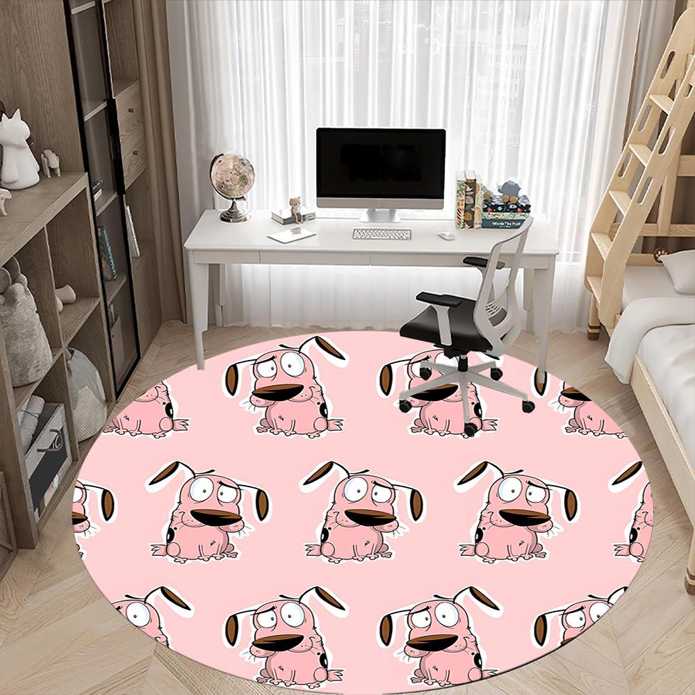 1pc Courage the Cowardly Dog Office Round Area Rug, Under Office Chairs Bedroom Living Room Home Decor, Room Decoa1022223