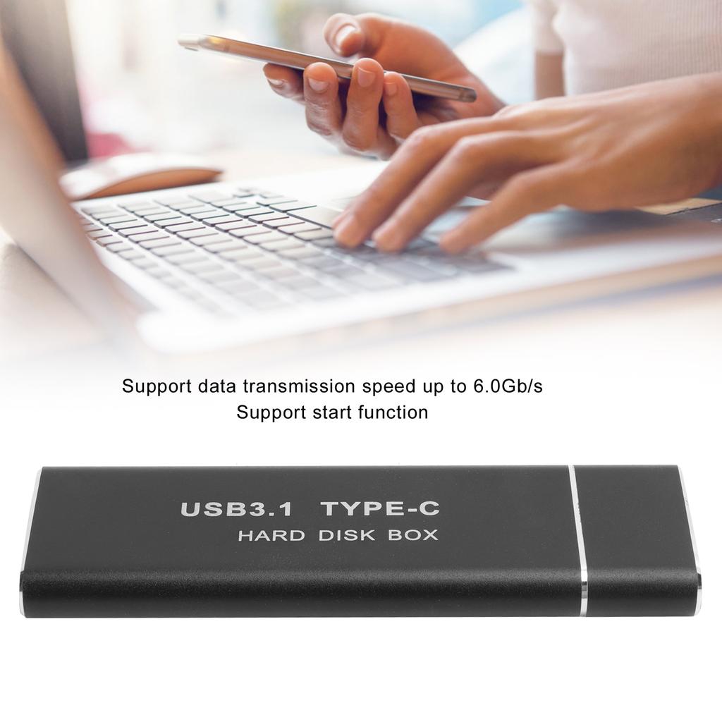 Hard Disk Box M.2 NGFF to USB3.1 Aluminum Alloy Solid State TypeC External Enclosure (Not Inclube Hard Disk)