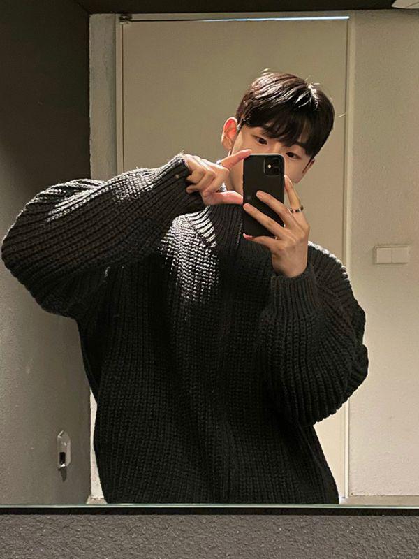 Мужская ретро корейская трикотажная куртка-кардиган с воротником-стойкой