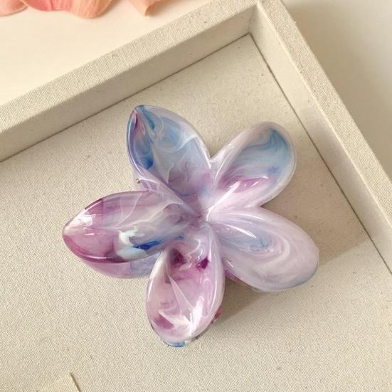 Hair Claw Flower Shape Stable Grip Summer Back Head Hair Clip Vibrant Color Non-Slip Shower Hair Claw Hair