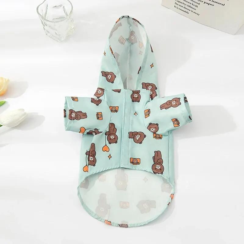 Dog Raincoat with Hat Waterproof Dog Short Sleeve Summer Outdoor Coat for Bichon Schnauzer and Other Small Dogs