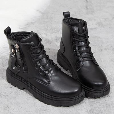 Зимние женские ботинки на платформе, теплые, с мехом, повседневные, для улицы, модные ботильоны на молнии, высококачественная обувь на шнуровке для женщин 35-40