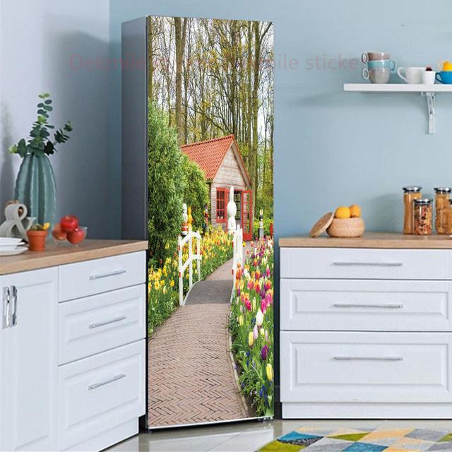 39 стилей на выбор, цветы, пейзаж, наклейка на холодильник, пилинг-палка, водонепроницаемая двойная дверь, морозильная камера, декор для шкафа, художественная роспись