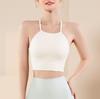 Halter Neck Ruched Yoga Bra with Criss-Cross Back