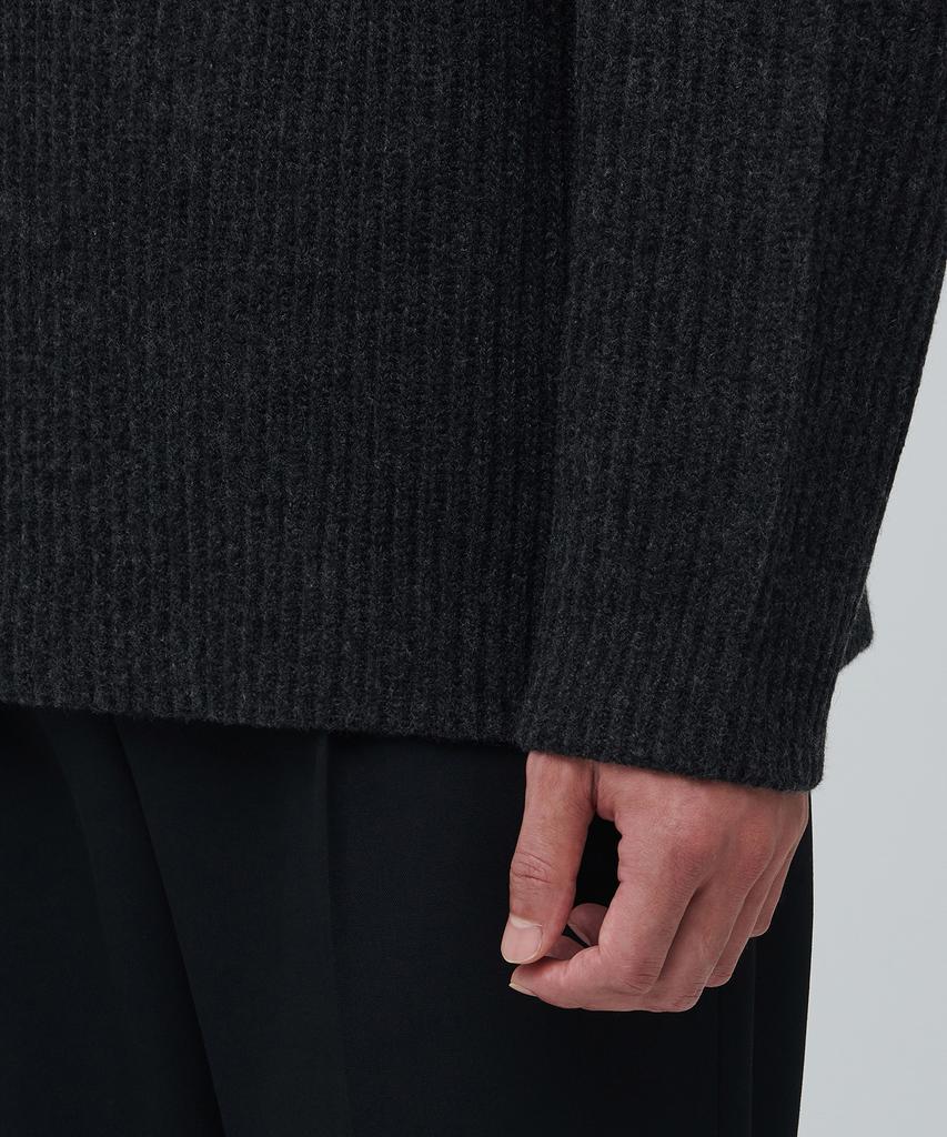 MUSINSA STANDARD Lambswool Ribbed Turtleneck Knit [Charcoal Gray]