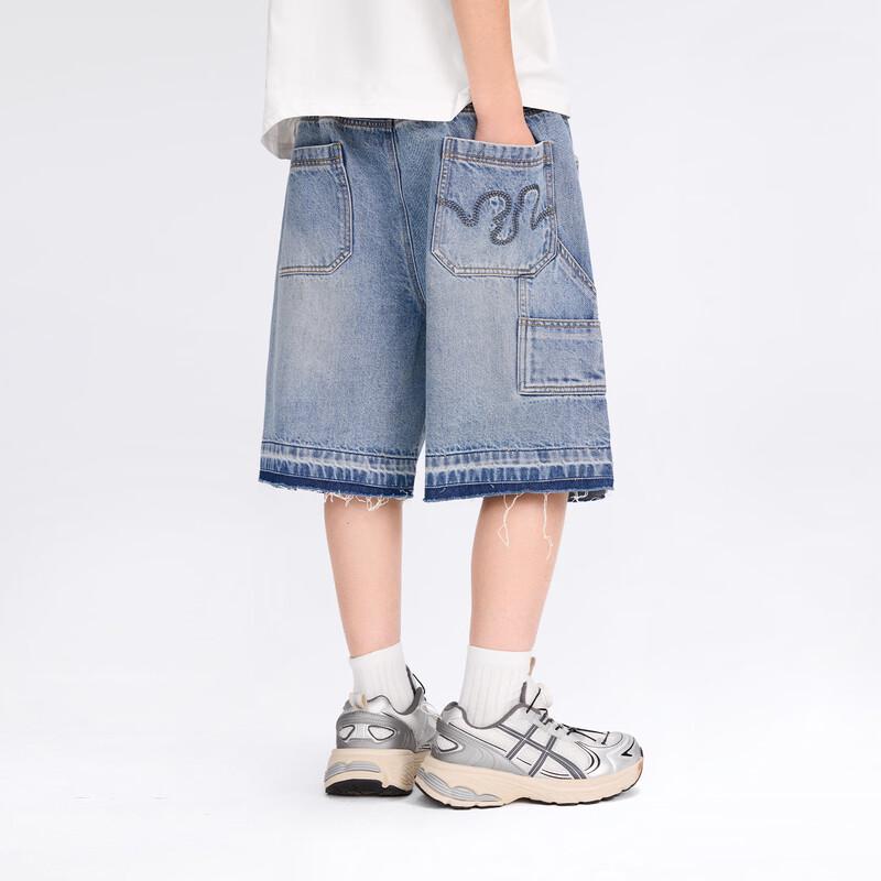 ZuoXi Boys' Colorblock Washed Denim Shorts