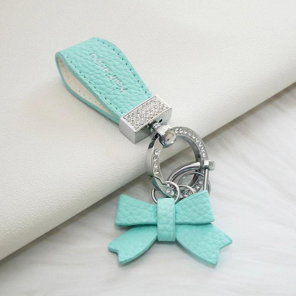 Держатель для ключей Роскошный брелок из натуральной кожи Брелок-бабочка со стразами Автомобильные аксессуары
