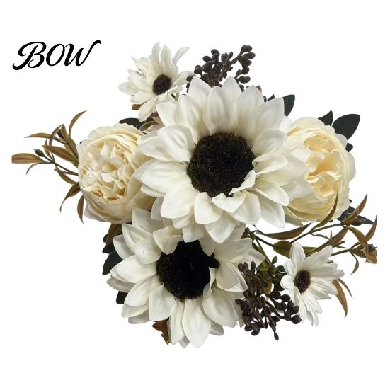 Decorative Faux Flowers for Living Room Sunflower Artificial Flowers, Realistic Fake Bouquet Wedding Home, Rustic Reusable Silk Floral