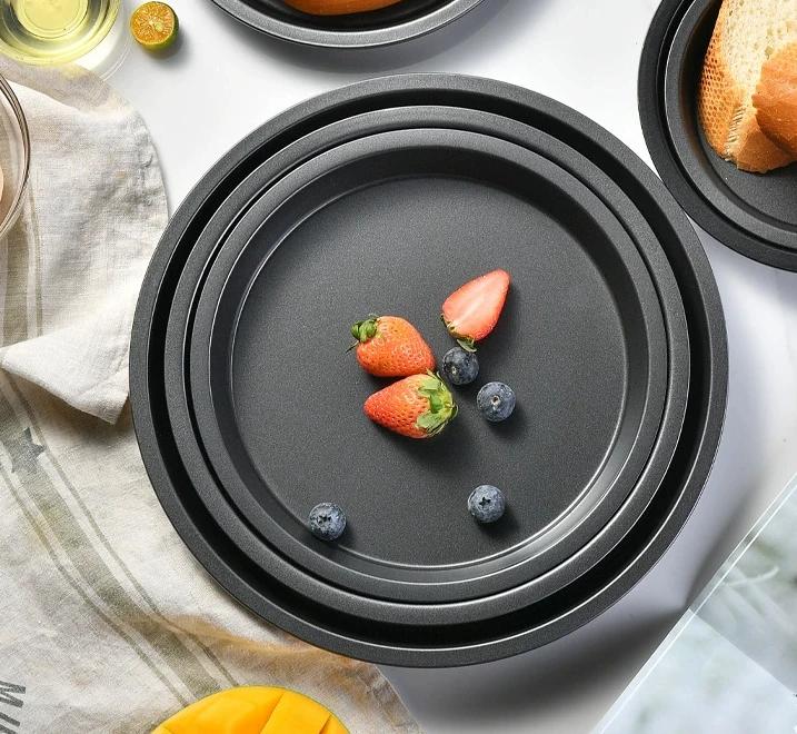 1pcs 8/9/10 Inch Round Pizza Pan Microwave Oven Pan Chip Tray Dish Carbon Steel Non-stick Mold Baking Tool Kitchen Supplies