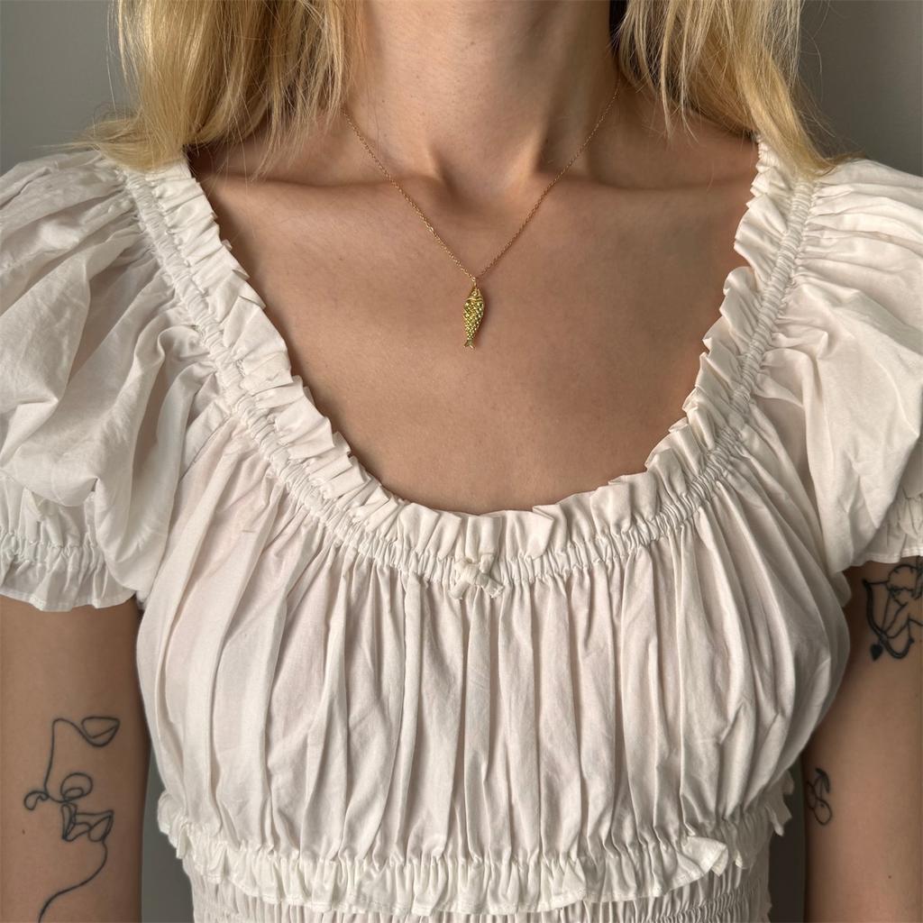 Yori Creativity Стильный кулон-рыбка из нержавеющей стали, золотое ювелирное изделие, покрытое PVD 18K