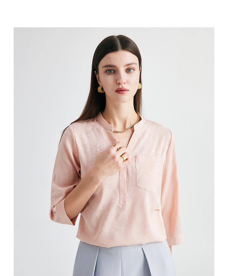 19mm stretch jacquard] Spring and summer new V-neck age reducing versatile heavyweight mulberry silk shirt for women