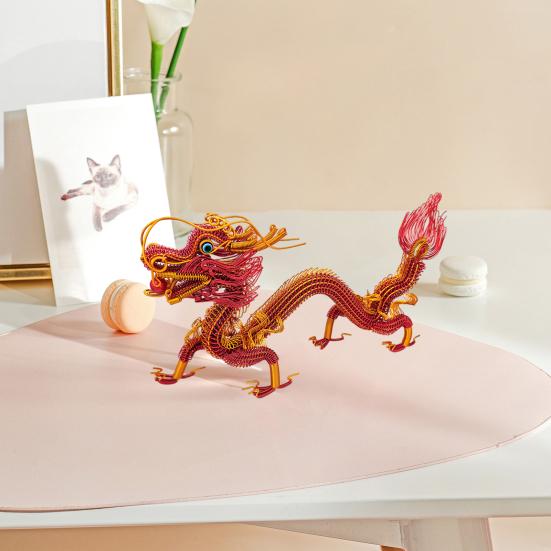 Миниатюрный зодиакальный дракон, ремесленный орнамент, красочная алюминиевая проволока, плетение, фигурка китайского дракона, креативная модель животного, украшение для автомобиля, домашнего офиса