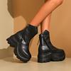 Brand Design Solid Thick Bottom Ankle Boots Women 2025 Autumn Punk Chunky Platform High Heel Booties Side Zip Boots