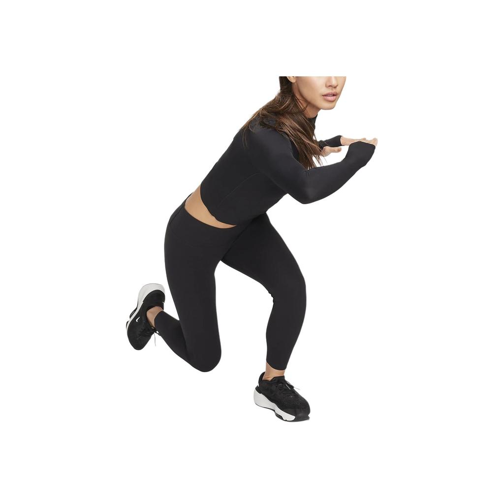 Nike Однотонная повседневная футболка с круглым вырезом и длинным рукавом, женские топы, черный цвет FN3023-010