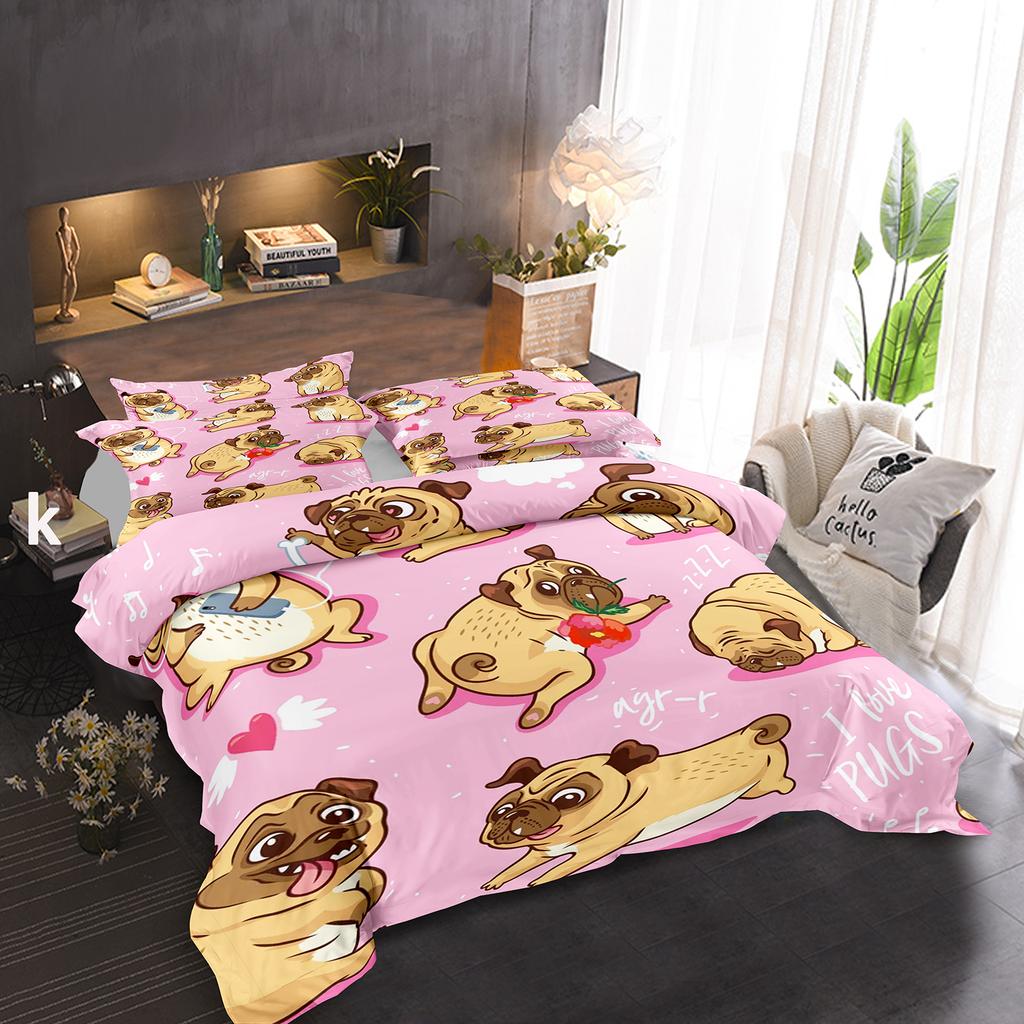 Pug Dog Duvet Cover King Queen Size Funny Pet Puppy Bedding Set For Kids Teens Adults Animal Cute Expression 2/3pcs Quilt Cover