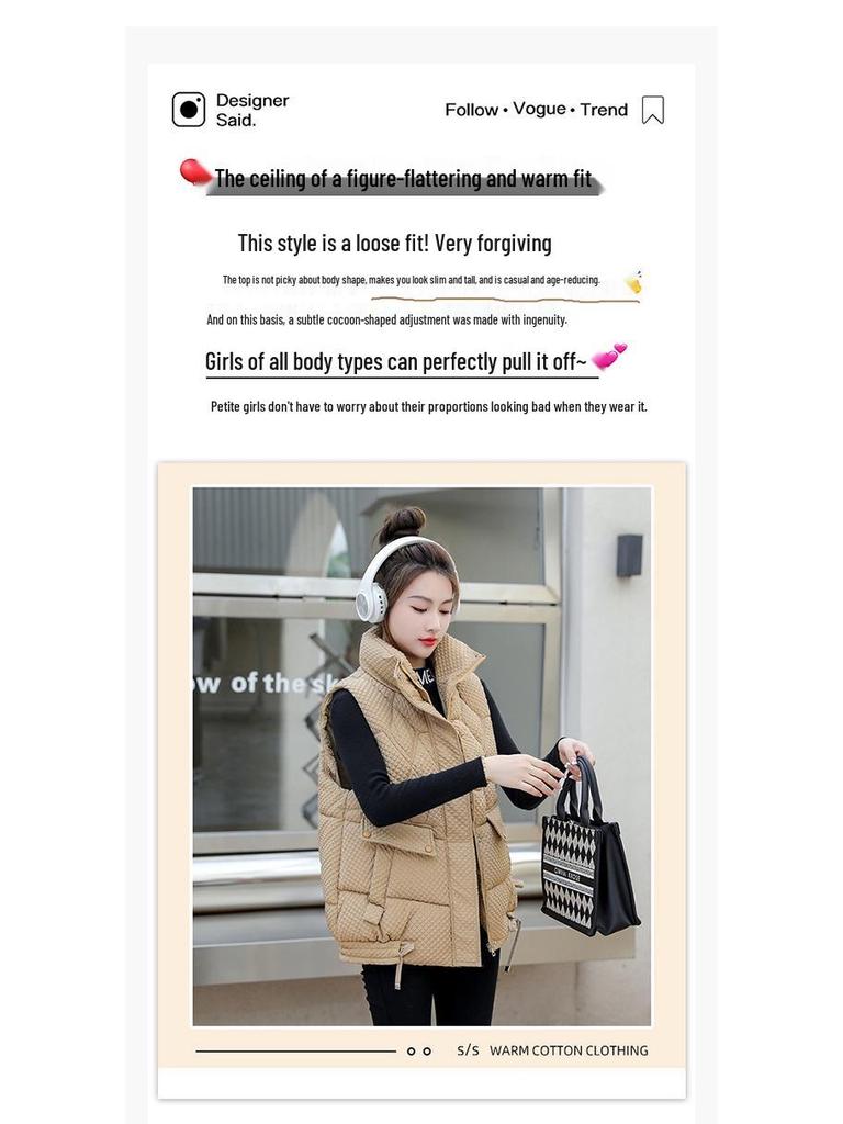 Женский пуховый жилет большого размера - Теплый, модный и без рукавов для осени/зимы