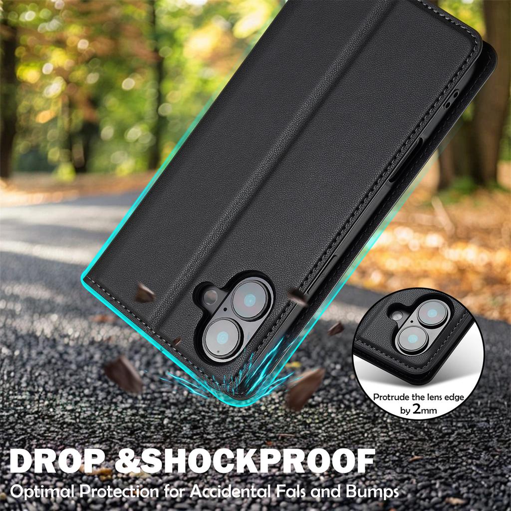 LC.IMEEKE L1 Series for iPhone 17 Case PU Leather Wallet Stand Protective Phone Cover