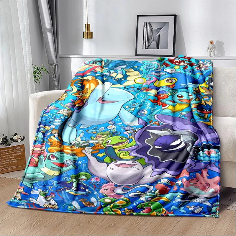 Pokemon Pikachu Cartoon Soft Flannel Blanket for Bed Bedroom Sofa Picnic,Throw Blanket for Cover Office Christmas Gift