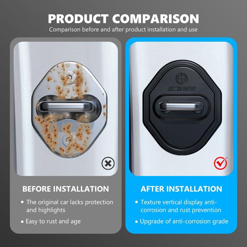 4pcs Car Door Lock Buckle Protection Cover Anti-Collision Shock Pad For BMW M 1 3 4 5 6 7 Series X1 X3 X4 X5 G20 G38 F48 E36 E39