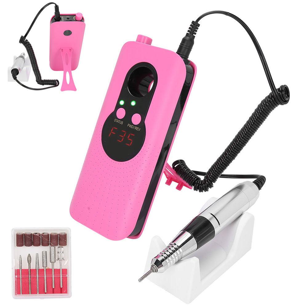35000RPM Rechargeable Electric Nail Drill Machine Nail Grinding Polisher Red (110‑240V)US Plug