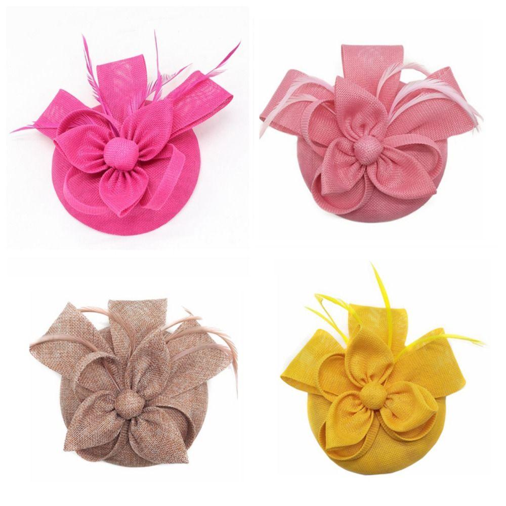 Solid Color Bride Headband Hepburn Style Wedding Headdress Fascinator Headpiece Wedding Party