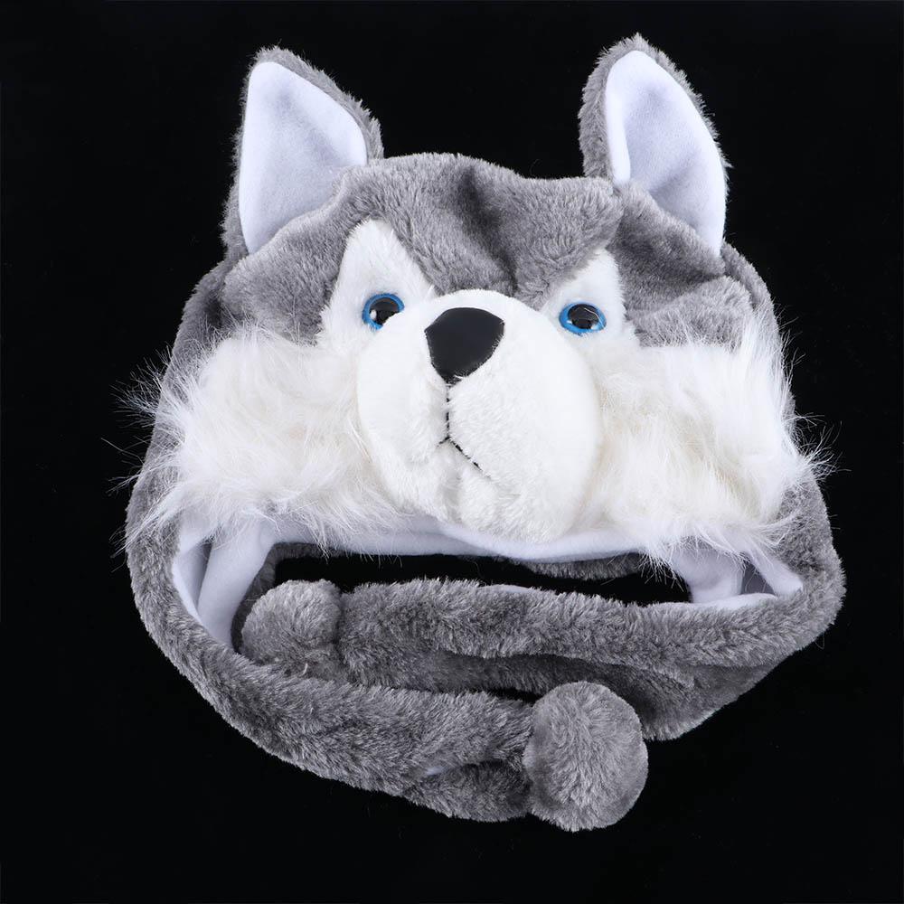 New Cute Kids Cap Soft Earmuff Animal Style Plush Hat Mascot Huskies Hat Hat Toys