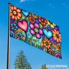 1pc Multi-size Welcome Flag, Bright Hippie Floral Pattern, Polyester Material, Suitable for Festive Courtyard Outdoor Decoration, Hanging Outside the