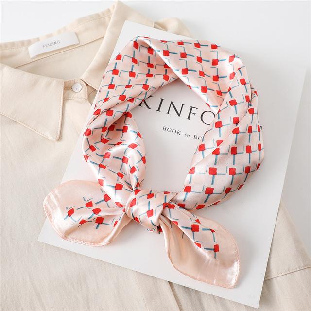 Модный шелковый квадратный шарф для женщин, 60 см, атласная шея, повязка для волос, сумка, мягкий офисный шейный платок, хиджаб, женский платок, бандана