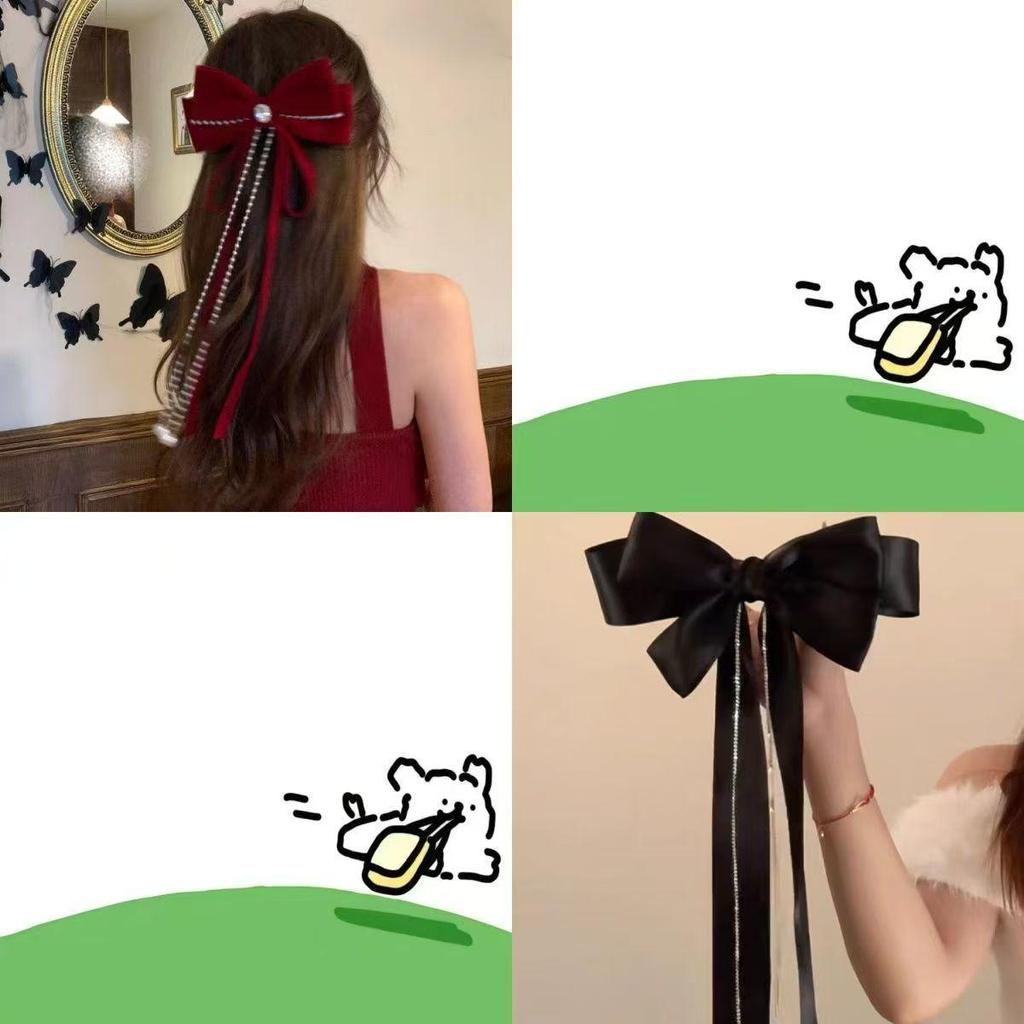 Красная бархатная заколка-бант в виде снежинки - Праздничный аксессуар для волос для женщин