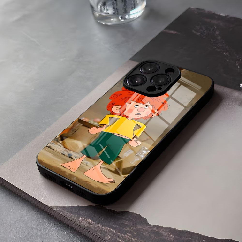 Чехол для телефона M-Meister E-Eder Und Sein P-Pumuckl для iPhone 17 Air 16 E Pro Max 15 14 13 Mini 12 Pro 11 Max Plus Черная стеклянная крышка