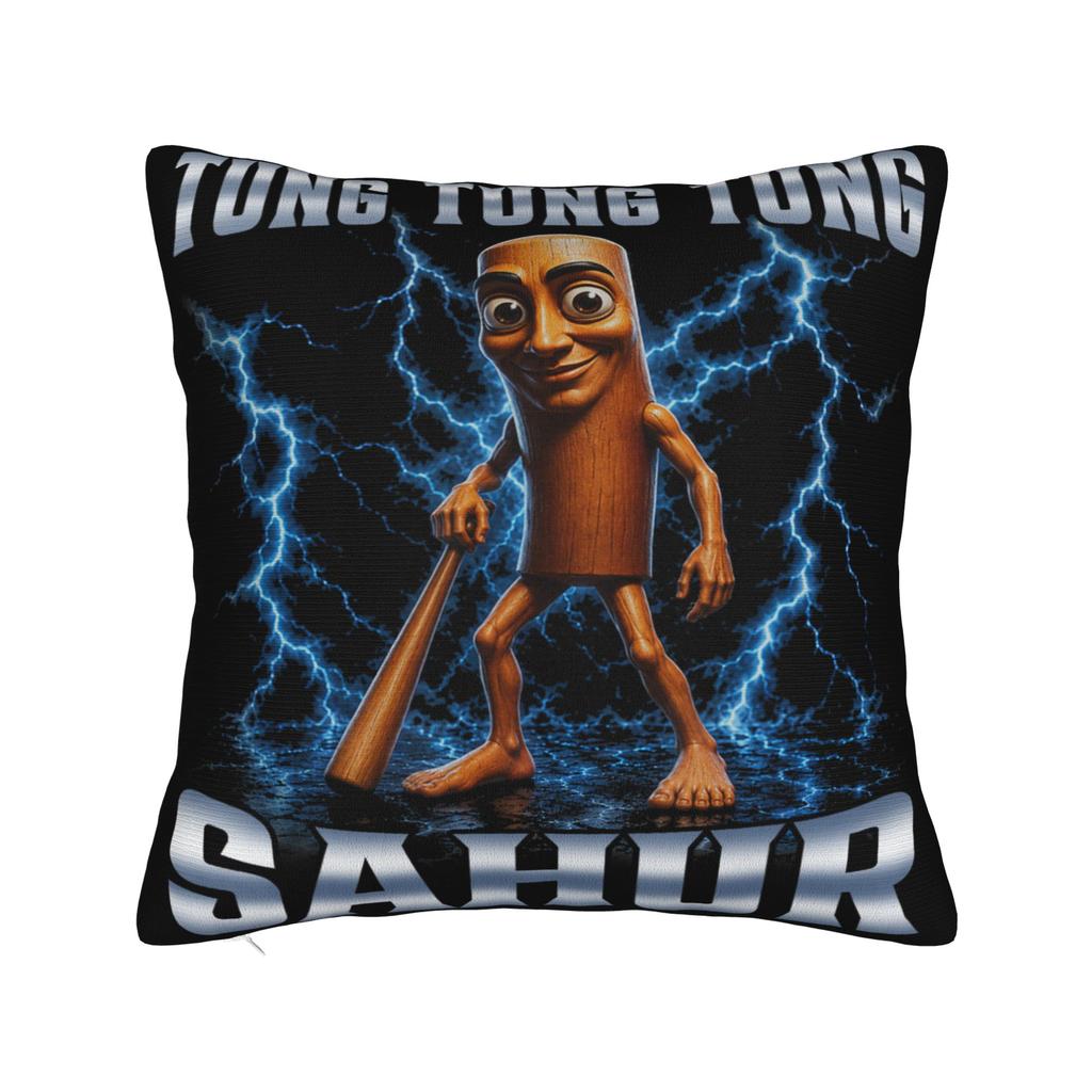 Pillow Case Tung Tung Tung Sahur John Pork Meme Brainrot Design  Pillow Cover For Office Car Home Decor Novelty Pillowcases