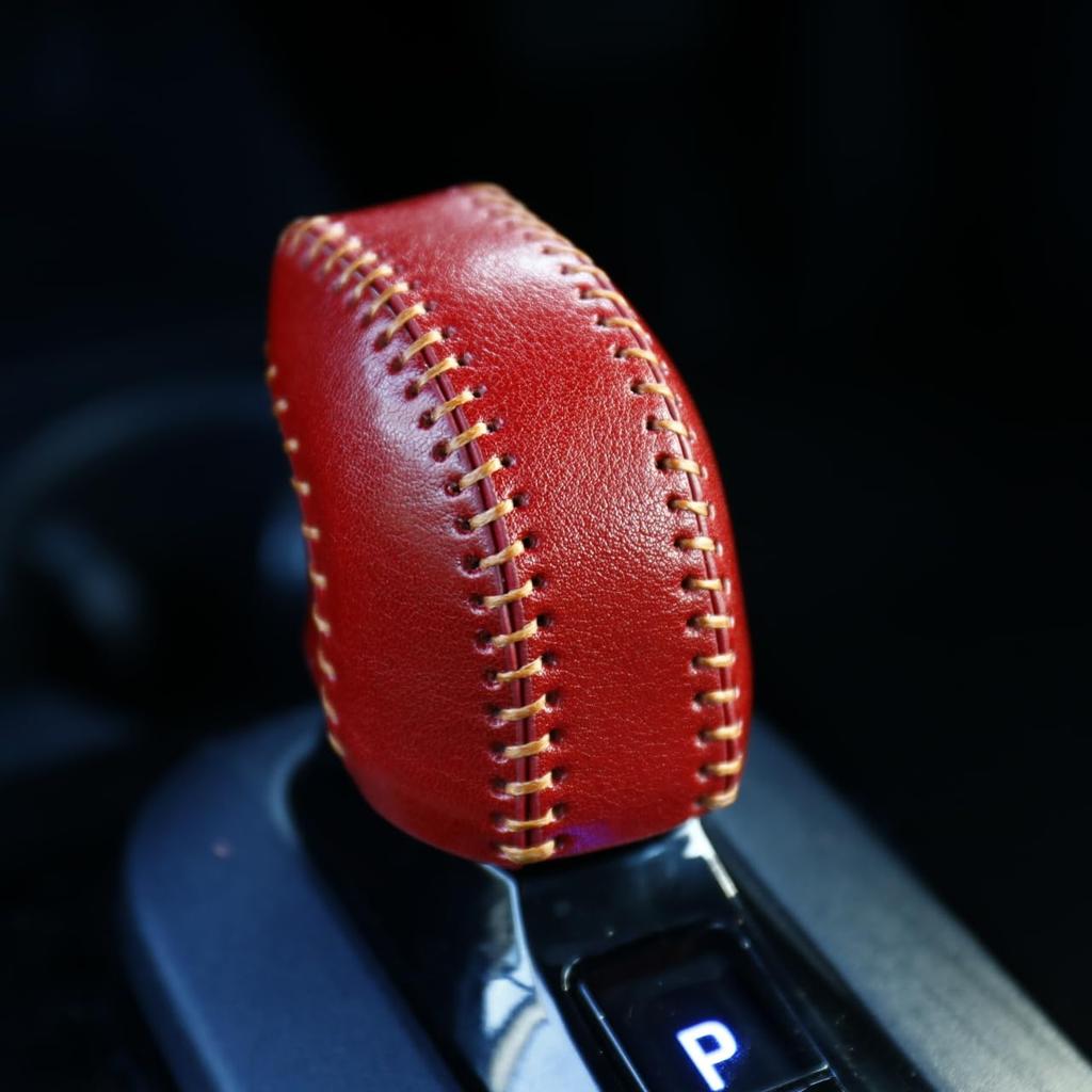 Genuine Leather Shift Knob Cover for Prius 60 Shift Lever Custom Interior No Hand Sewing Required [smasol] Series, Boot, Parts, Dress-Up, (Type-D Red)