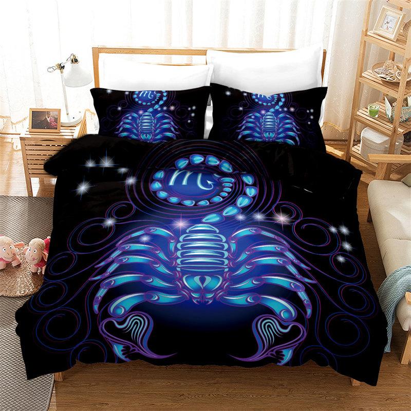 3D Aries Duvet Cover Set Twelve Constellations Bedding Set For Teens Kids Dorm Decor Microfiber Exotic Abstract Art Quilt Cover