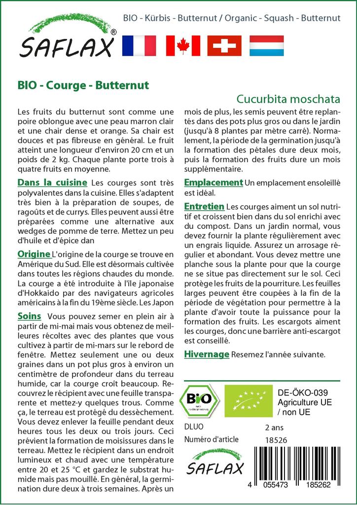 SAFLAX Garden in the Bag - Органический - Тыква - Мускатный орех - 6 семян - С субстратом в подходящем пакете - Cucurbita moschata