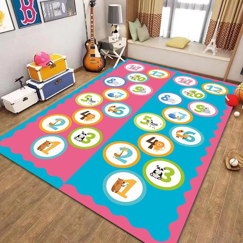 Cute Cartoon Educational Pattern Carpet Non Slip Soft Rug For Kids Room Playroom Living Room Bedroom Home Decor Children Use