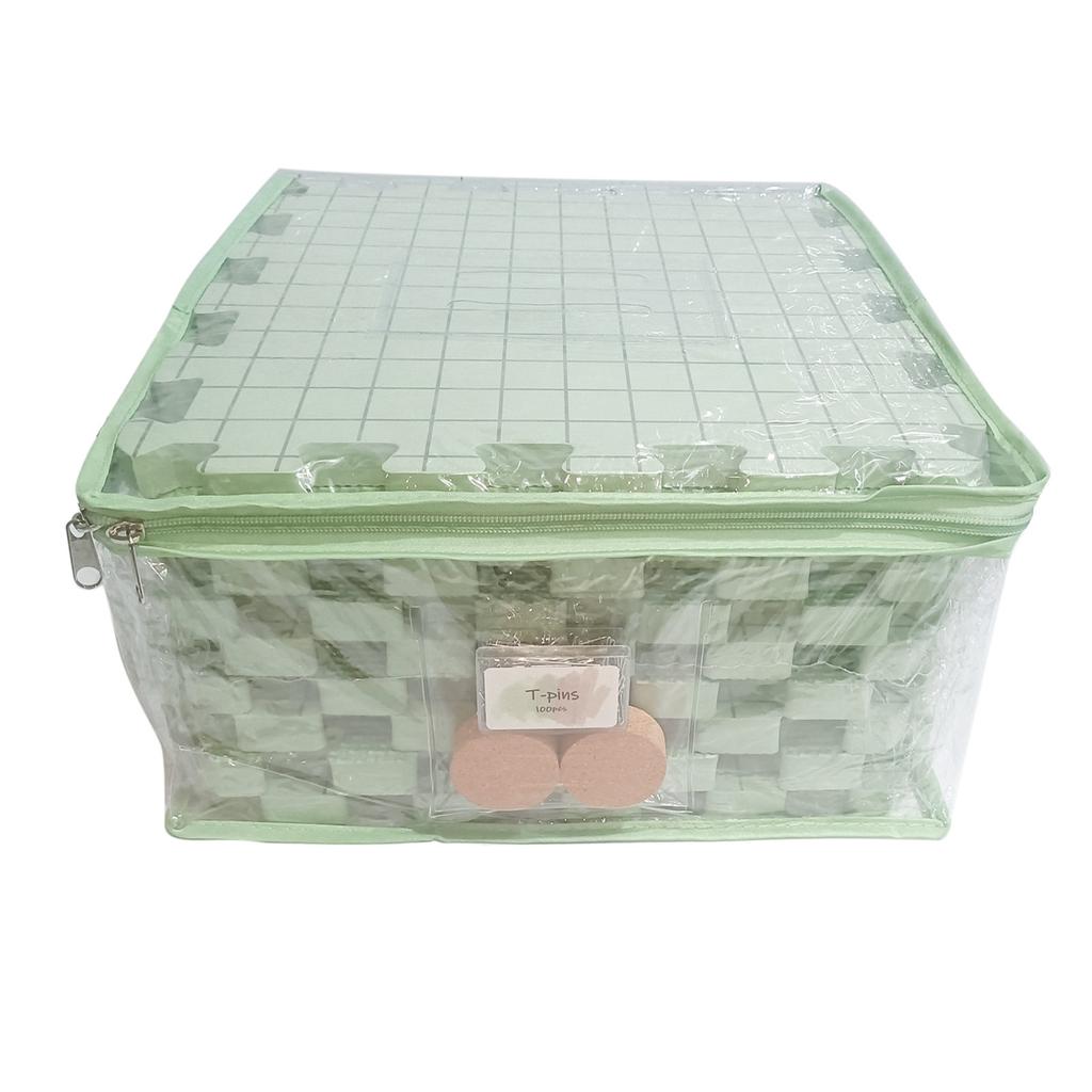 Набор из 9 шт. пенопластовых блокировочных матов для вязания размером 32x32 см со 100 шт. Т-образных булавок 38 мм и деревянным держателем для игл для изготовления квадратов для бабушкиного пледа