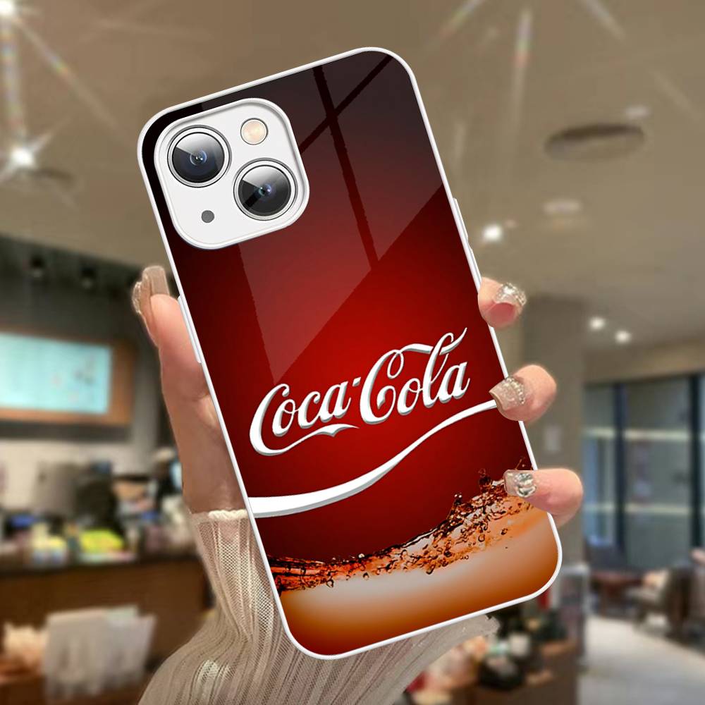 Горячие напитки C-Coca C-Cola Закаленное стекло Для iPhone 14 13 12 11 Pro Mini XS MAX 14Plus X XS XR Чехлы