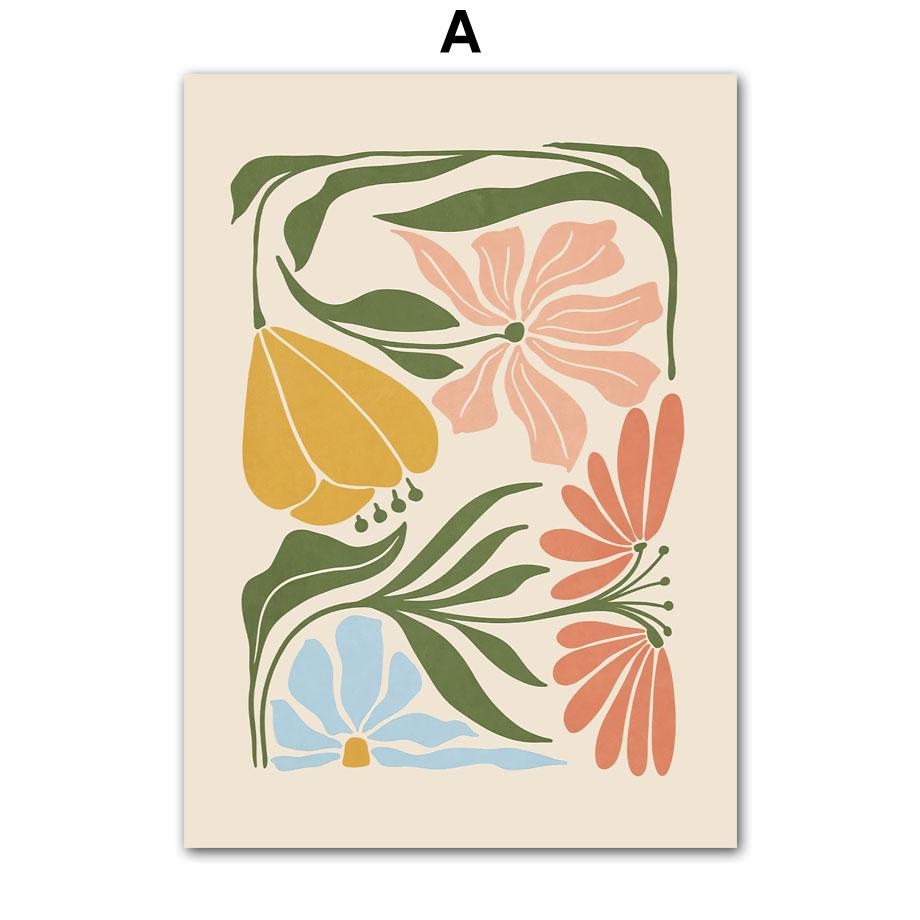 Абстрактный Цветочный Рынок Пион Маргаритка Листья Настенное Искусство Холст Живопись Винтажные Постеры И Принты Картина для Гостиной Домашний Декор