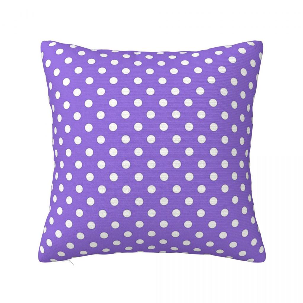 White Polka Dots Over Purple Square Pillowcase Pillow Cover Polyester Cushion Decor Comfort Throw Pillow for Home Bedroom