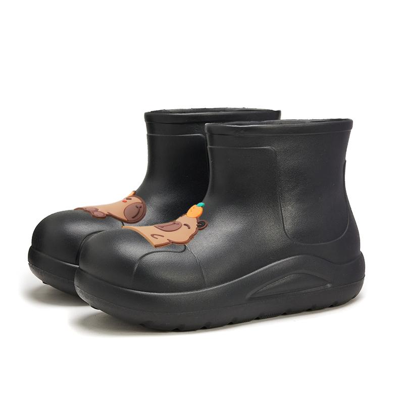 Прочные женские резиновые сапоги из ЭВА, мультяшные низкие сапоги с изображением капибары, противоскользящие, износостойкие, водонепроницаемые резиновые сапоги, дождевая обувь