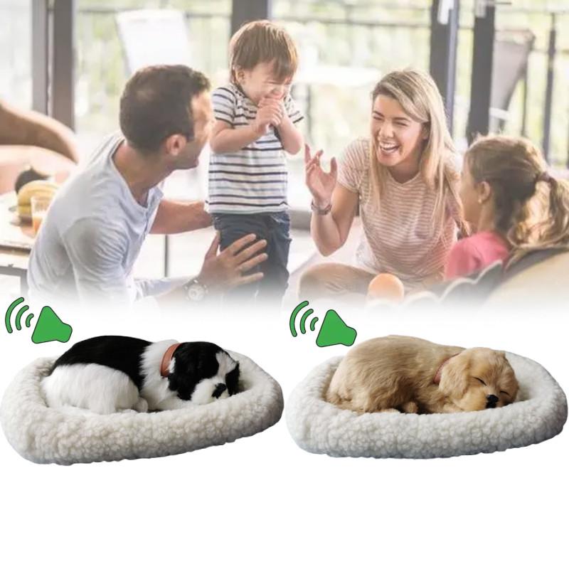 Plush Sleeping Realistic Breathing Cat Furry Dog With Mat Creative Decor Animals