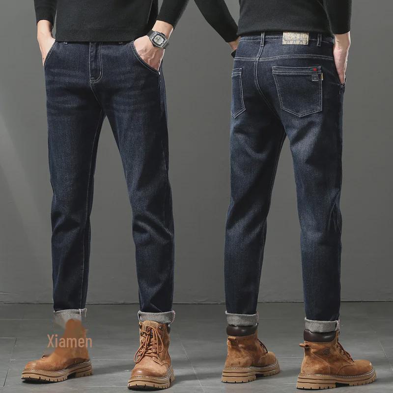 Весна 2023 г. Мужские облегающие джинсы с вышивкой и эластичной отделкой