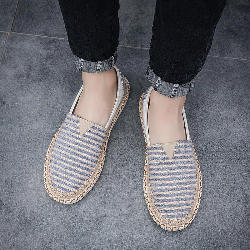 Модные летние новые мужские туфли Модные тканые полосы для комфорта Дышащие легкие повседневные парусиновые туфли для мужчин Zapatos De Hombre