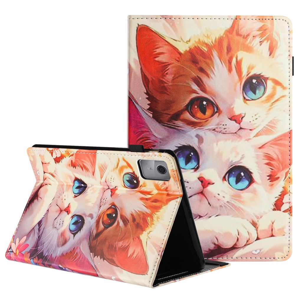 For Lenovo Tab M11 Tablet Case Litchi Texture Pattern Printing Leather Cover Auto Sleep/Wake with Card Holder