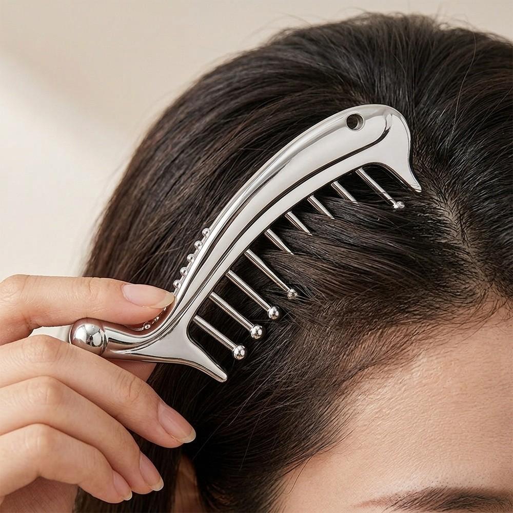 Portable Manual Head Massager Upgrade Version Alloy Massage Comb Deep Relaxation Gua Sha Facial Tool Neck Massage