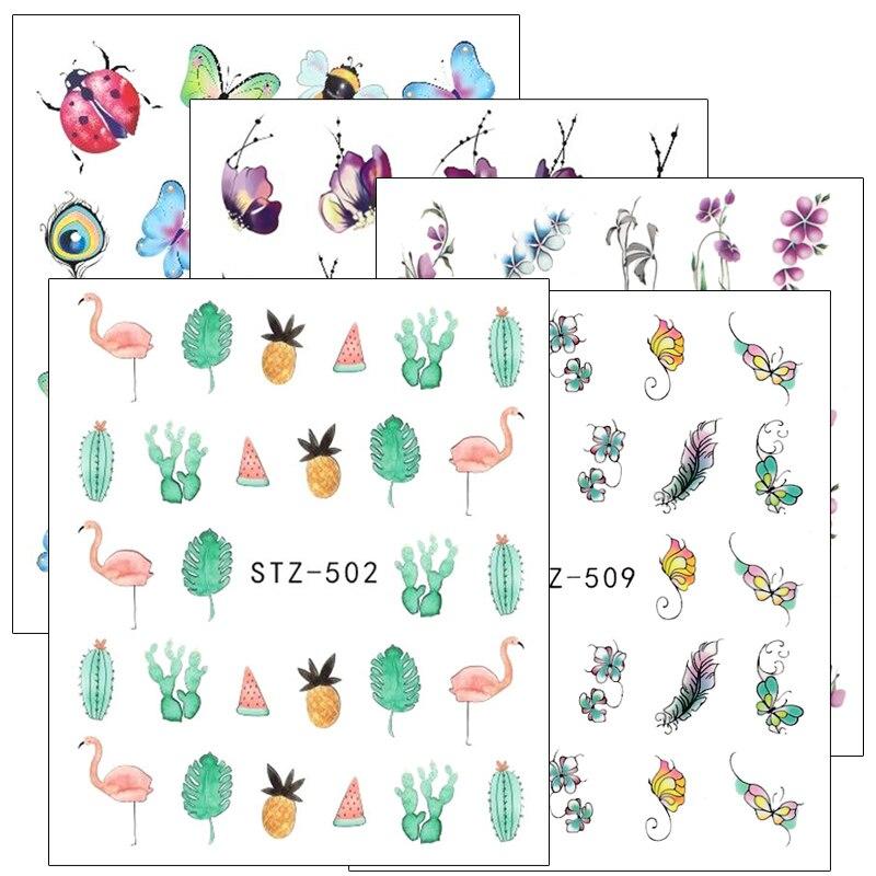 5 Sheets Water Transfer Nail Stickers Leopard Print Decals Animal Watermark Polish Wraps Tips Nail Art Decorations STZ846