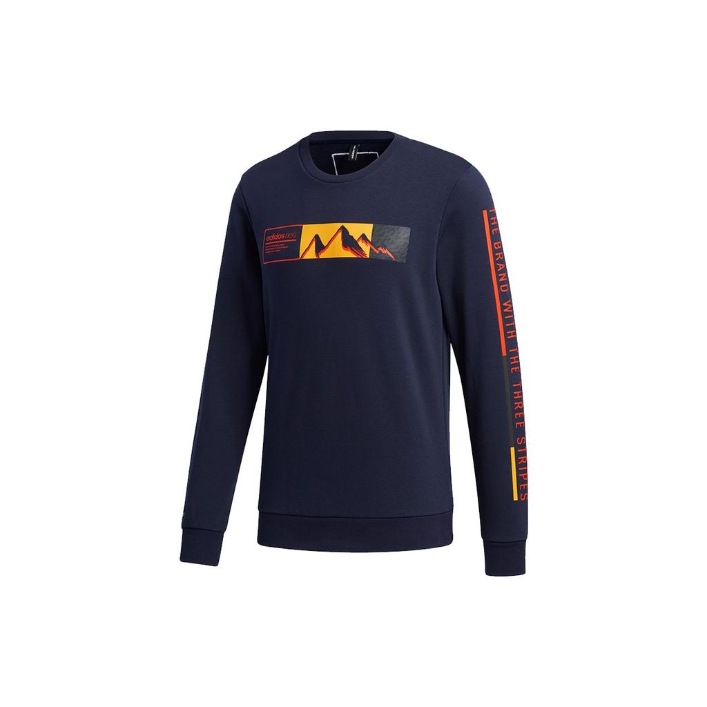 Adidas Neo Mountain Pattern And Letter Print Crew Neck Sweatshirt Men Tops Navy GM2284