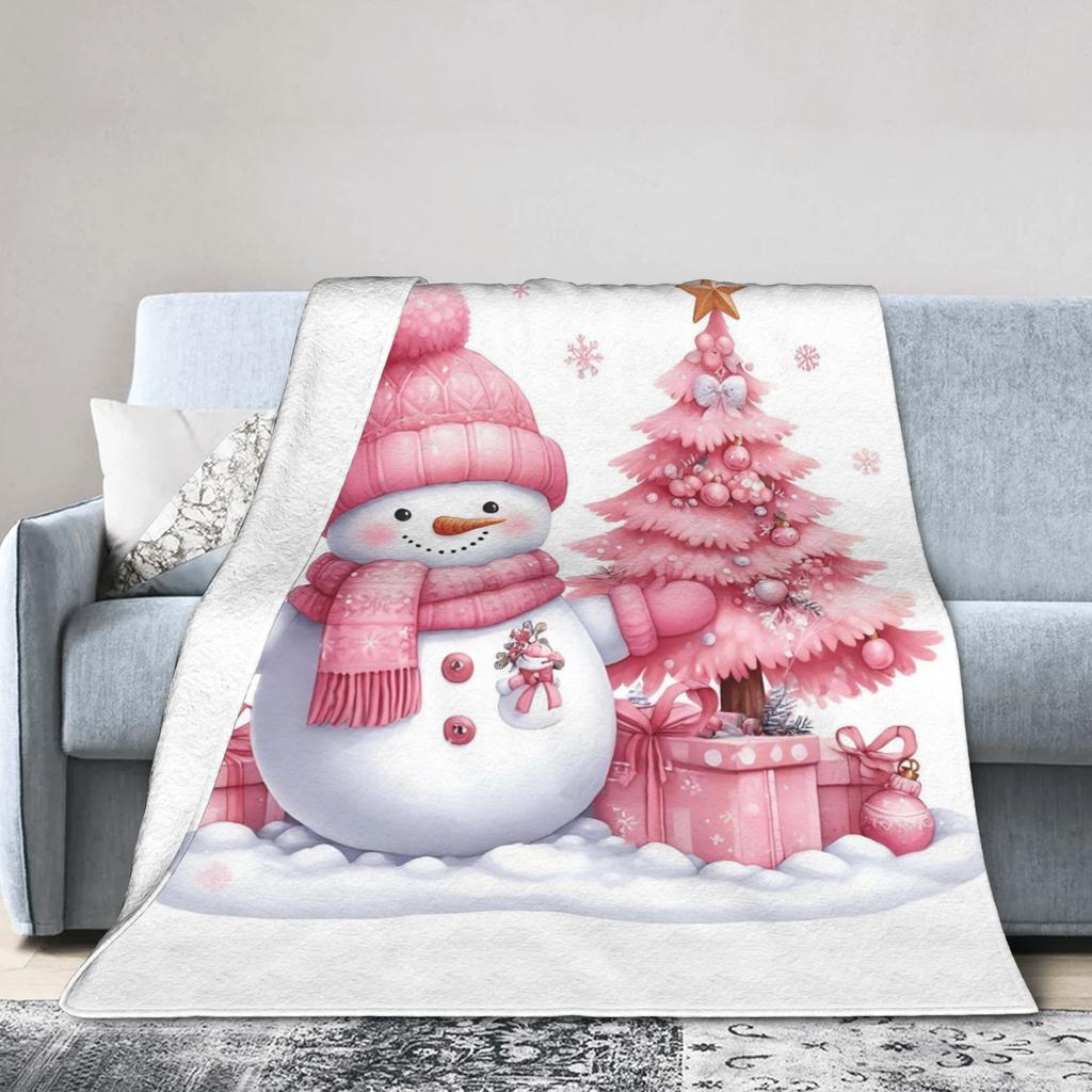 Christmas Snowman Plush Blanket Children Flannel Throw Blanket For Home Decor Warm Custom Quality Bedspread Gift