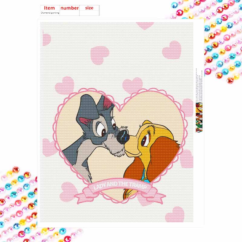 Disney Diamond Painting Kit  Lady and The Tramp 5D DIY Home Decor & Craft Lovers Gift, Beautifully Designed (137 characters)